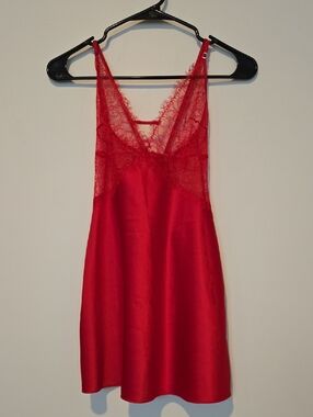 Victoria's Secret Red Lace & Satin Babydoll with Crisscross Straps